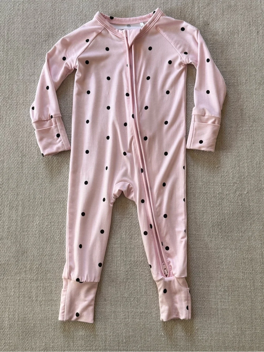 In My Jammers Blush Pink Polka Dot Zip 0–3 Months Bamboo Viscose Baby Sleeper